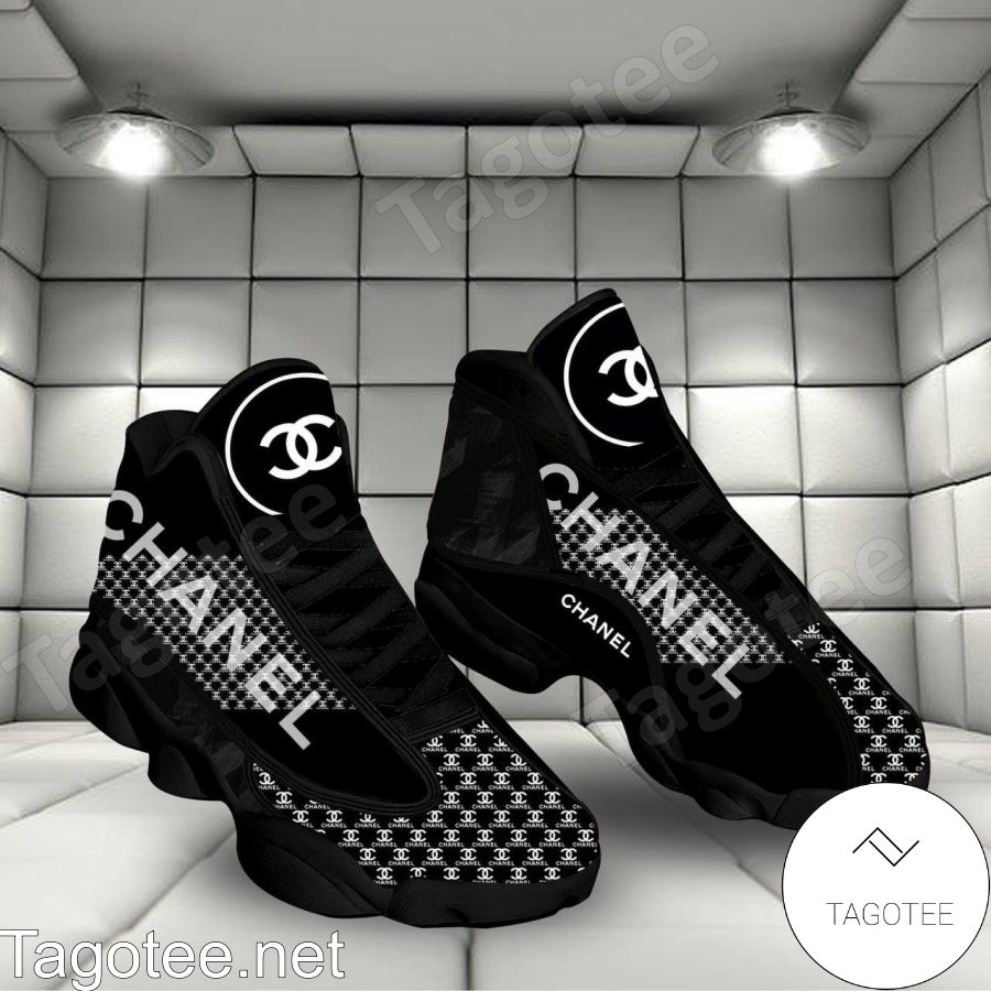 Chanel Luxury Black White Air Jordan 13 Shoes - Tagotee