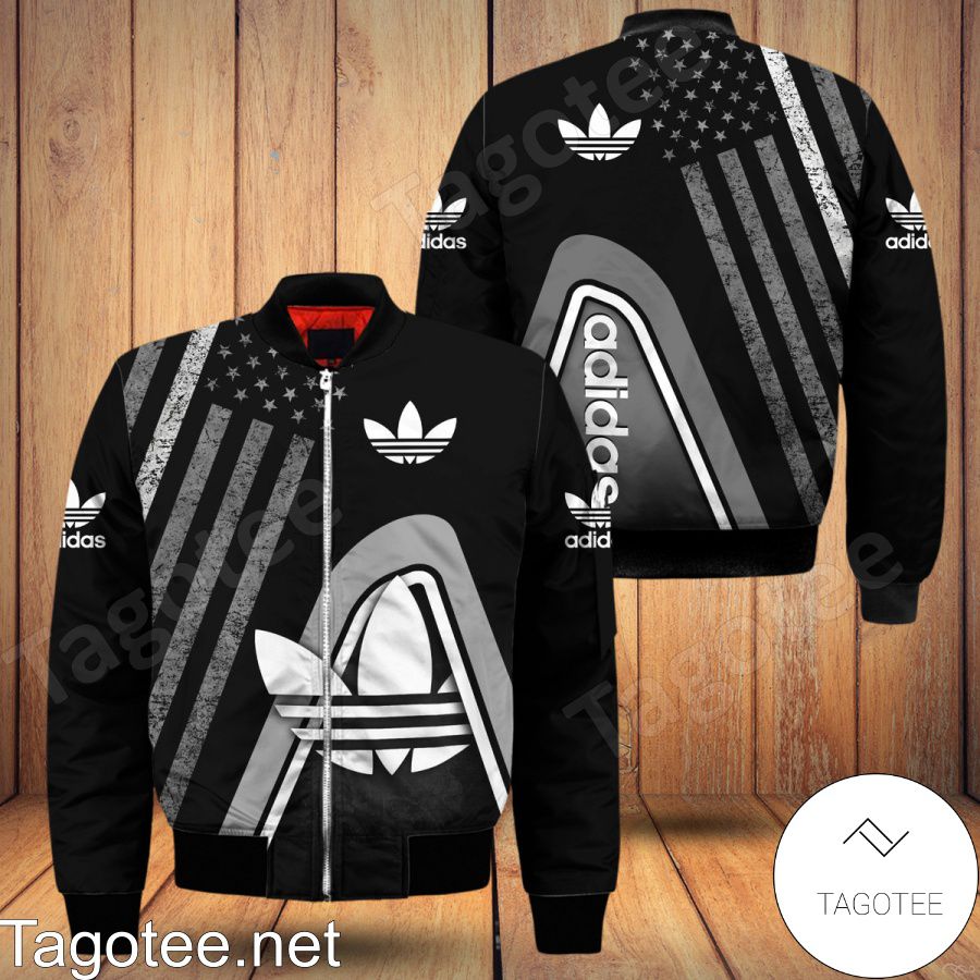 Adidas American Flag Black Bomber Jacket