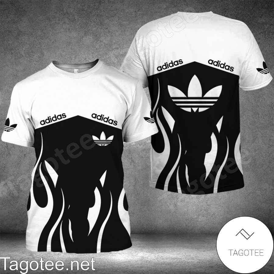 Adidas Fire Pattern Black And White Shirt