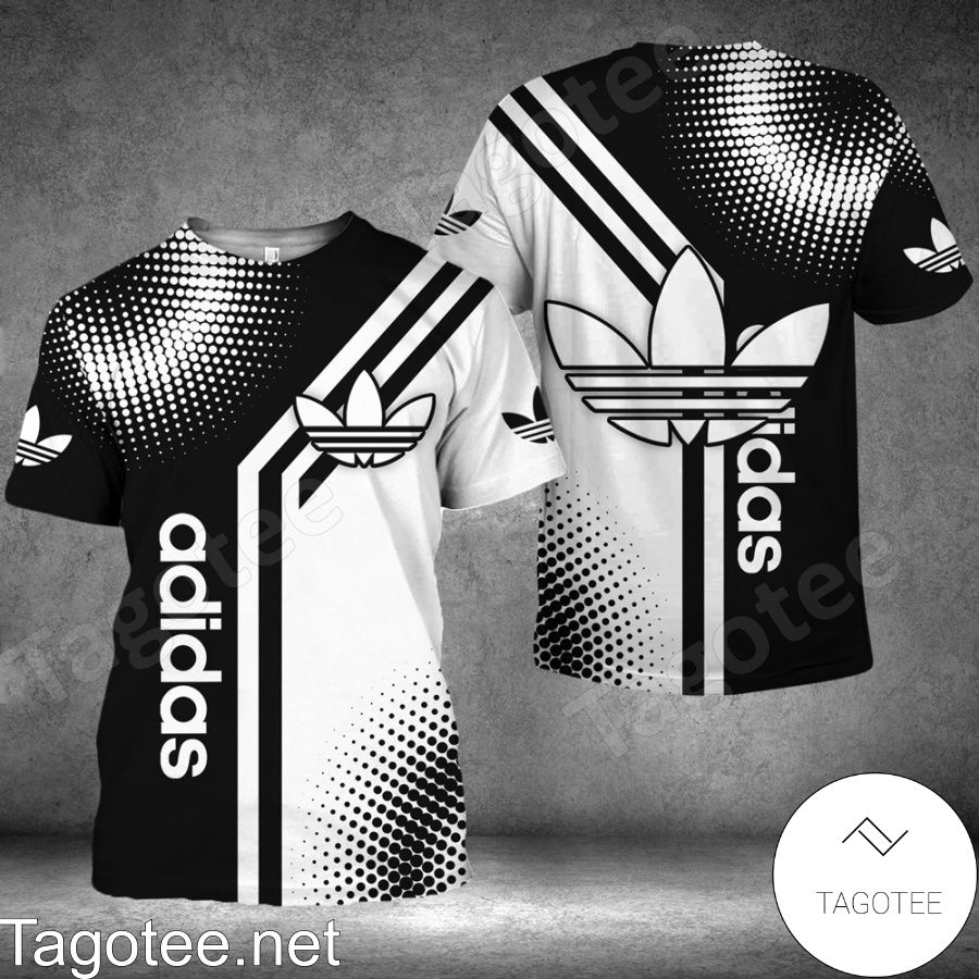 Adidas Halftone Abstract Black And White Circle Shirt