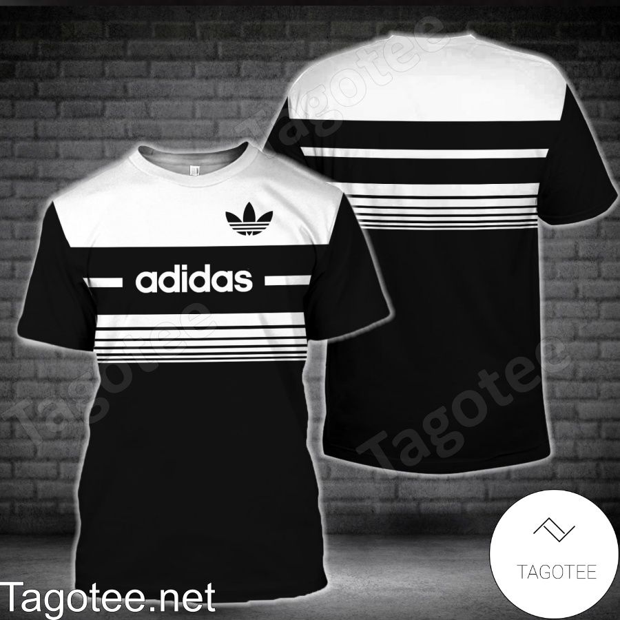 Adidas Luxury Black With White Horizontal Stripes Shirt