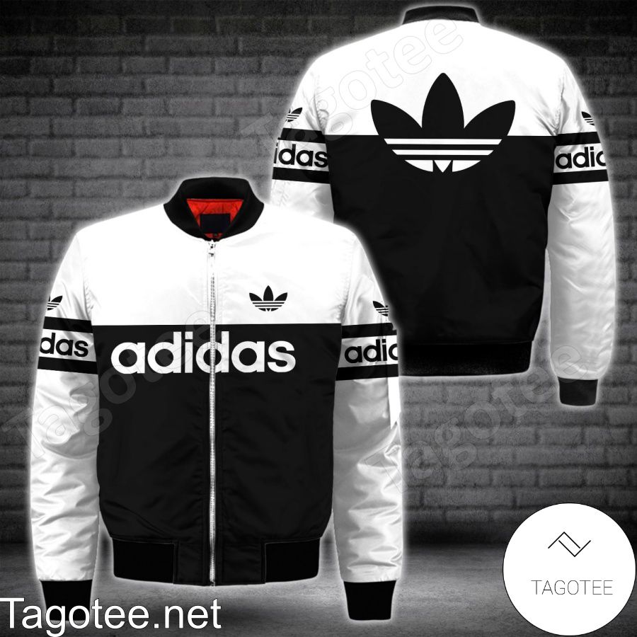Adidas Luxury Brand Black And White Basic Bomber Jacket