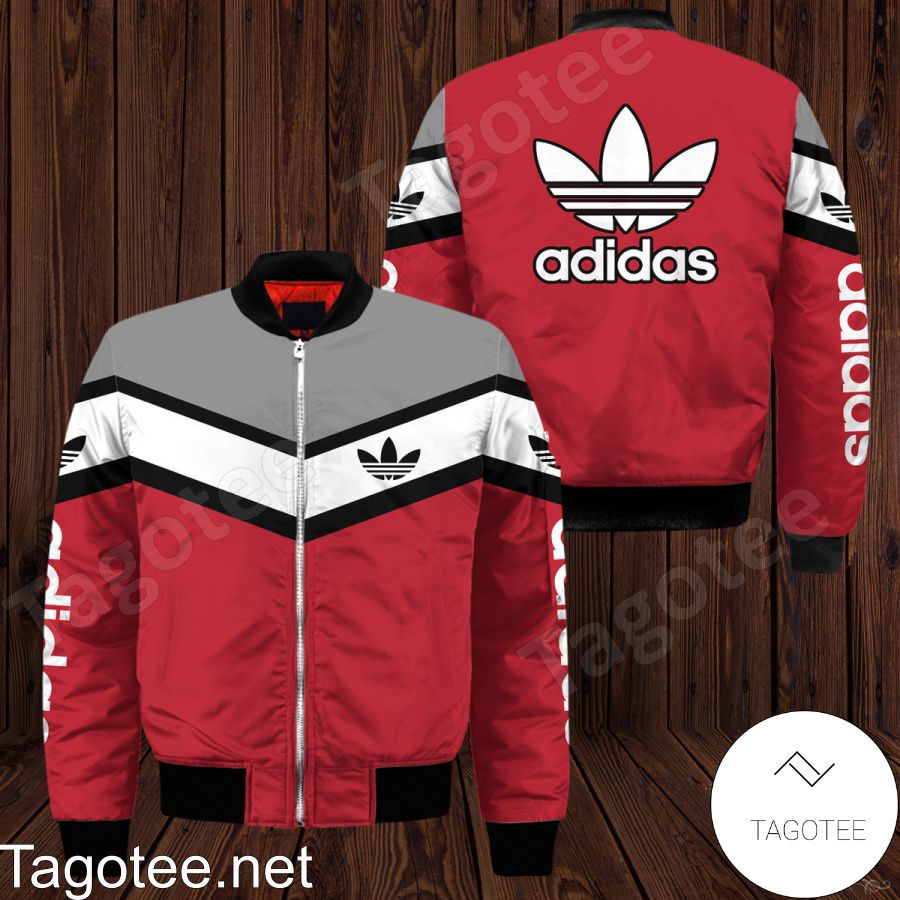 Adidas Luxury Brand Red Mix Colors Bomber Jacket