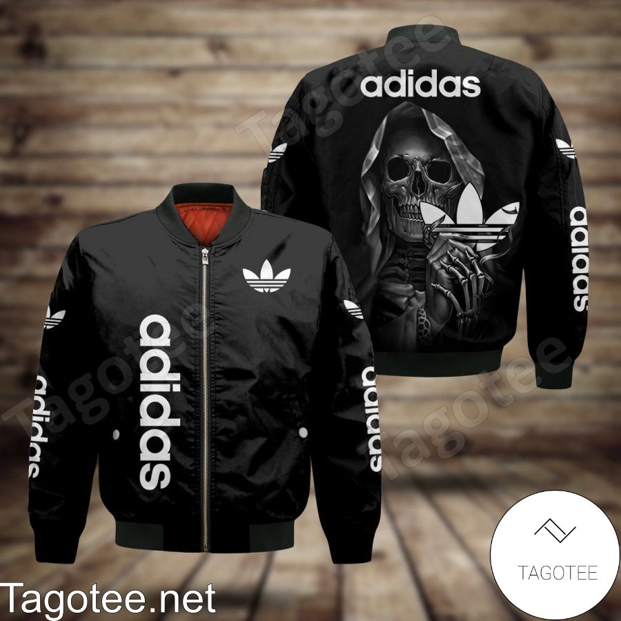Adidas Skull Holding Logo Black Bomber Jacket