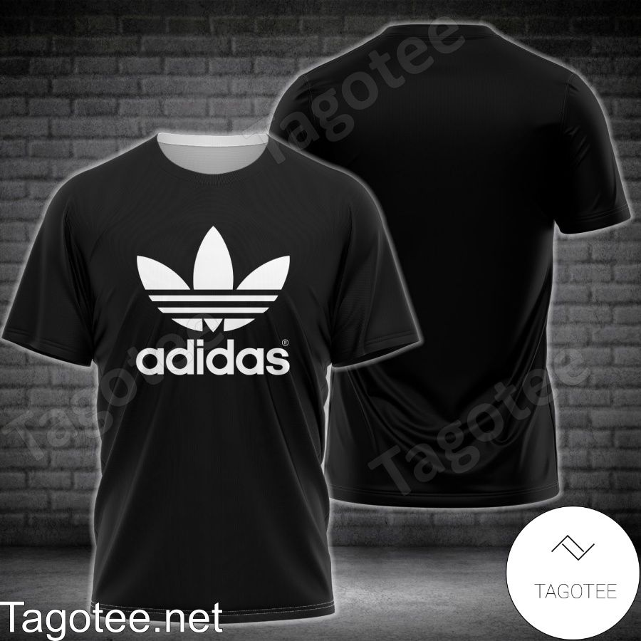 Adidas White Brand Logo Black Shirt
