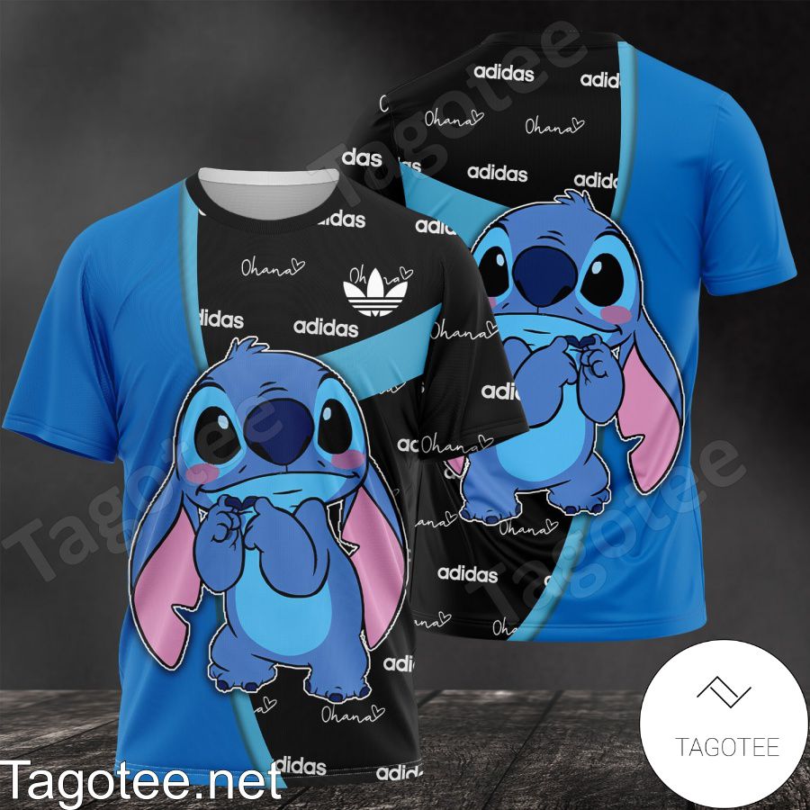 Adidas With Stitch Ohana Blue And Black Shirt