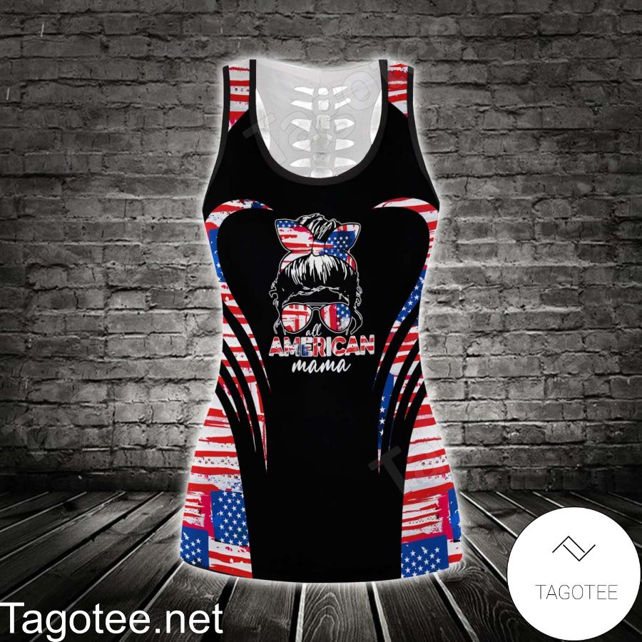 American Mama American Flag Heart Shirt, Tank Top And Leggings a
