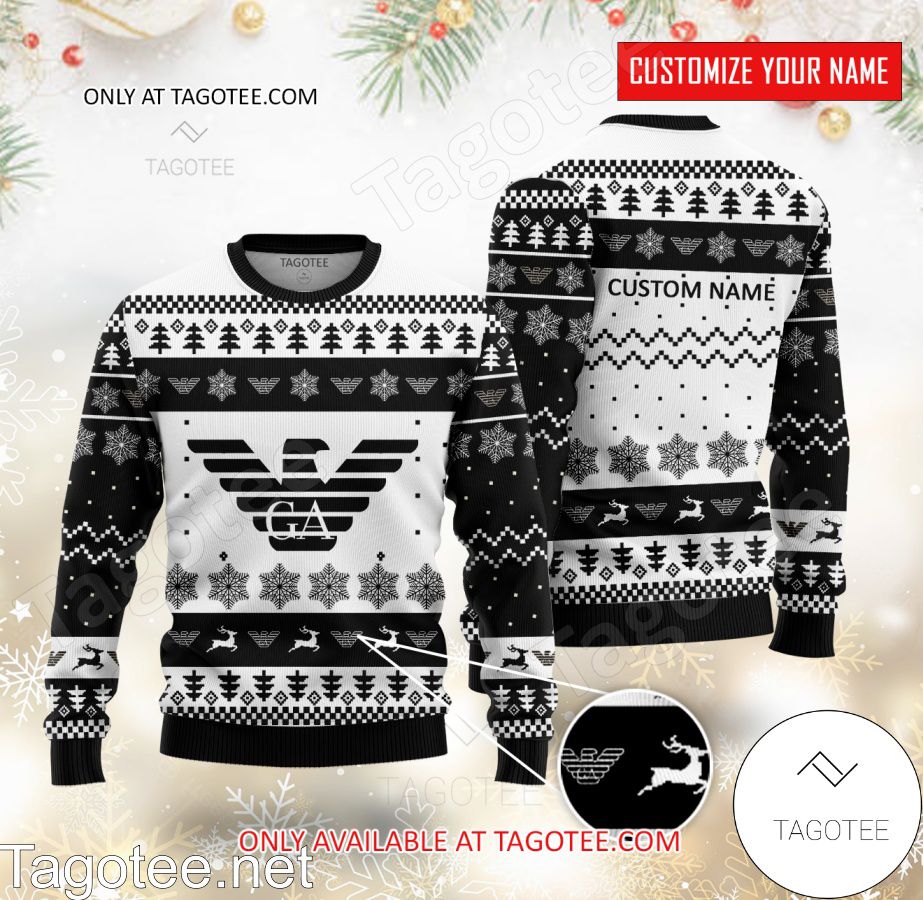 Armani Logo Personalized Ugly Christmas Sweater - EmonShop