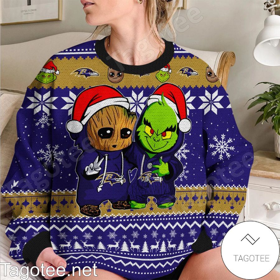 Baltimore Ravens Christmas Grinch Ugly Sweater For Men Women