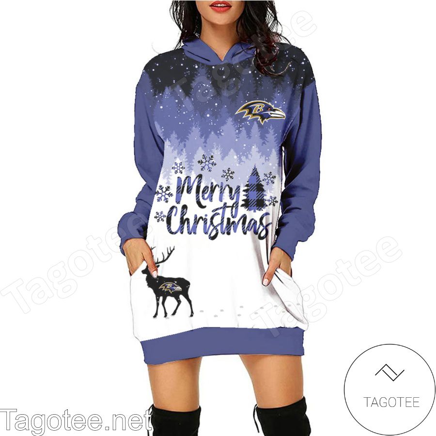 Baltimore Ravens NFL Merry Christmas Women Hoodie Dress