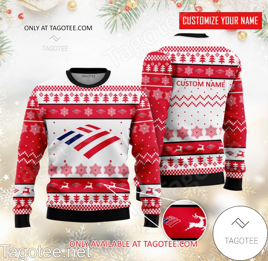 Bank of America Logo Personalized Ugly Christmas Sweater - EmonShop