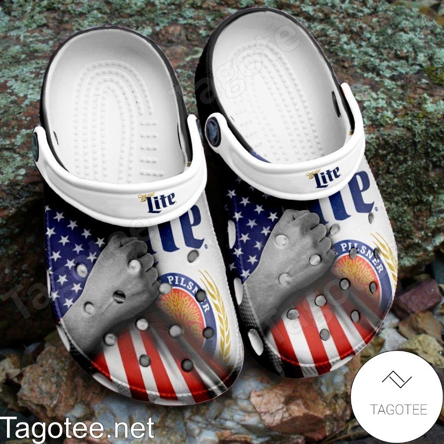 Beer Miller Lite American Flag Crocs Clogs - Tagotee