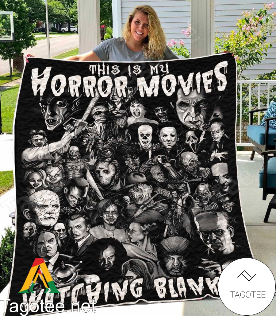 Black This Is Horror Movie Watching Blanket Quilt