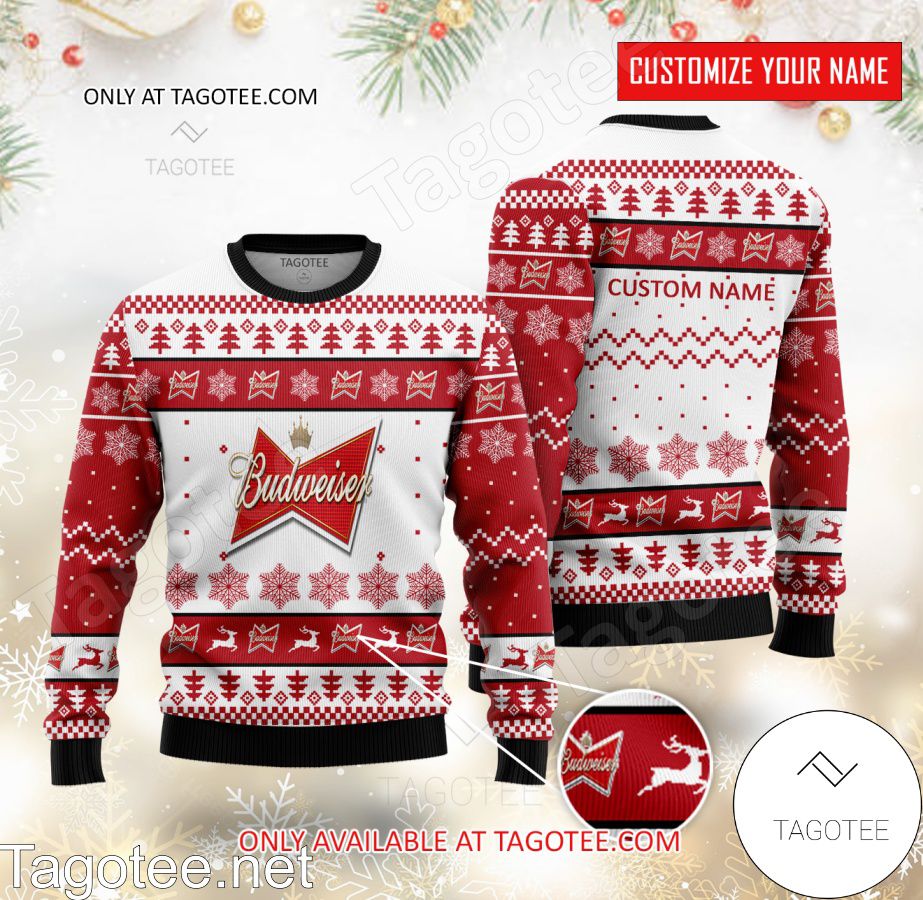 Budweiser Logo Personalized Ugly Christmas Sweater - MiuShop