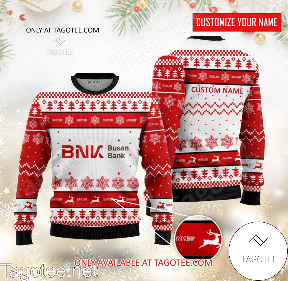 Busan Bank Logo Personalized Ugly Christmas Sweater - BiShop