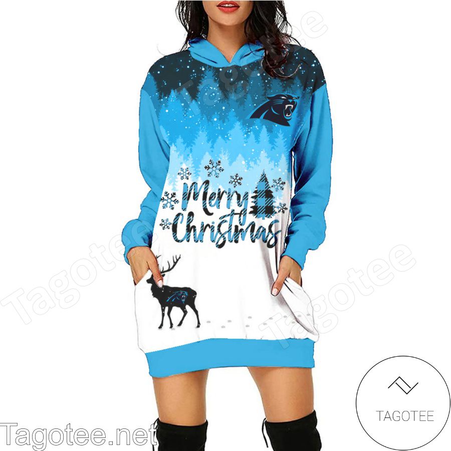 Carolina Panthers NFL Merry Christmas Women Hoodie Dress