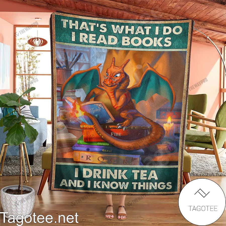 Charizard Pokemon I Read Books And I Know Things Blanket Quilt a