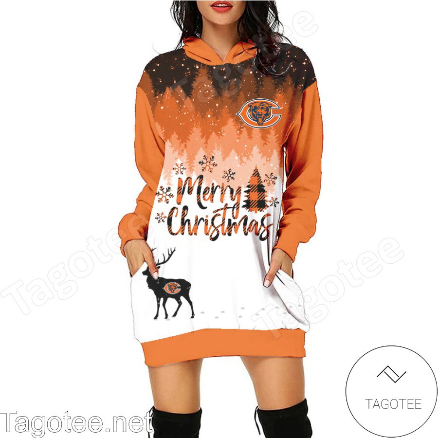 Chicago Bears NFL Merry Christmas Women Hoodie Dress