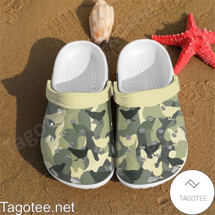 Chicken Shadow Camo Pattern Crocs Clogs