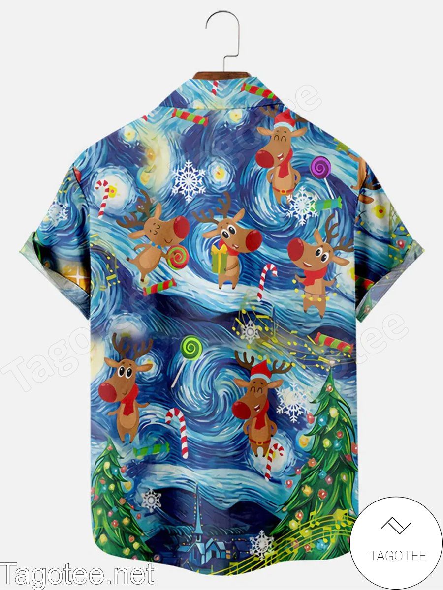 Christmas Dancing Reindeers Tornado Hawaiian Shirt a