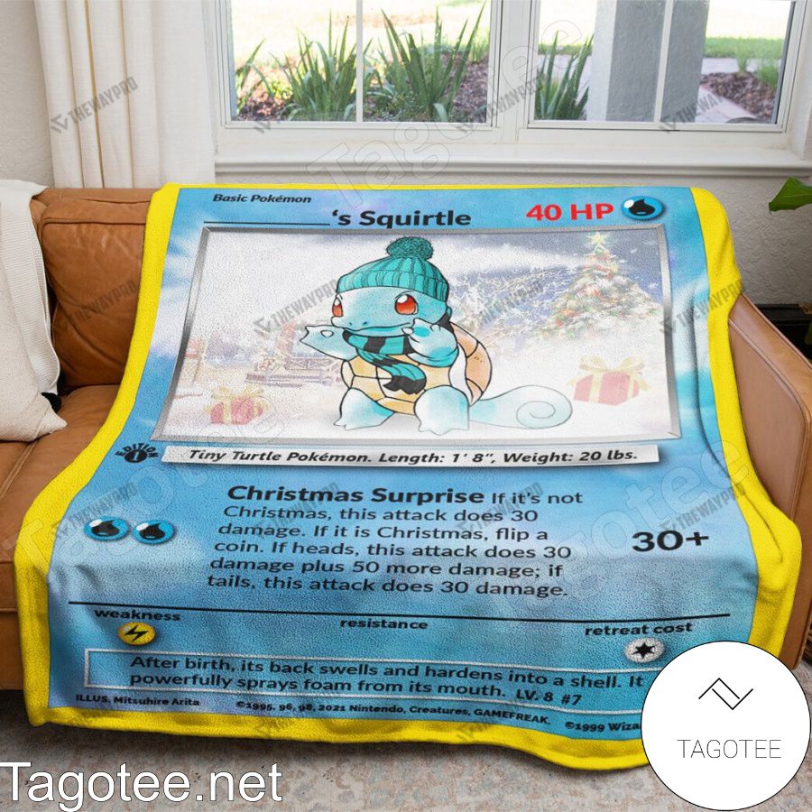 Christmas Squirtle Custom Name Blanket Quilt