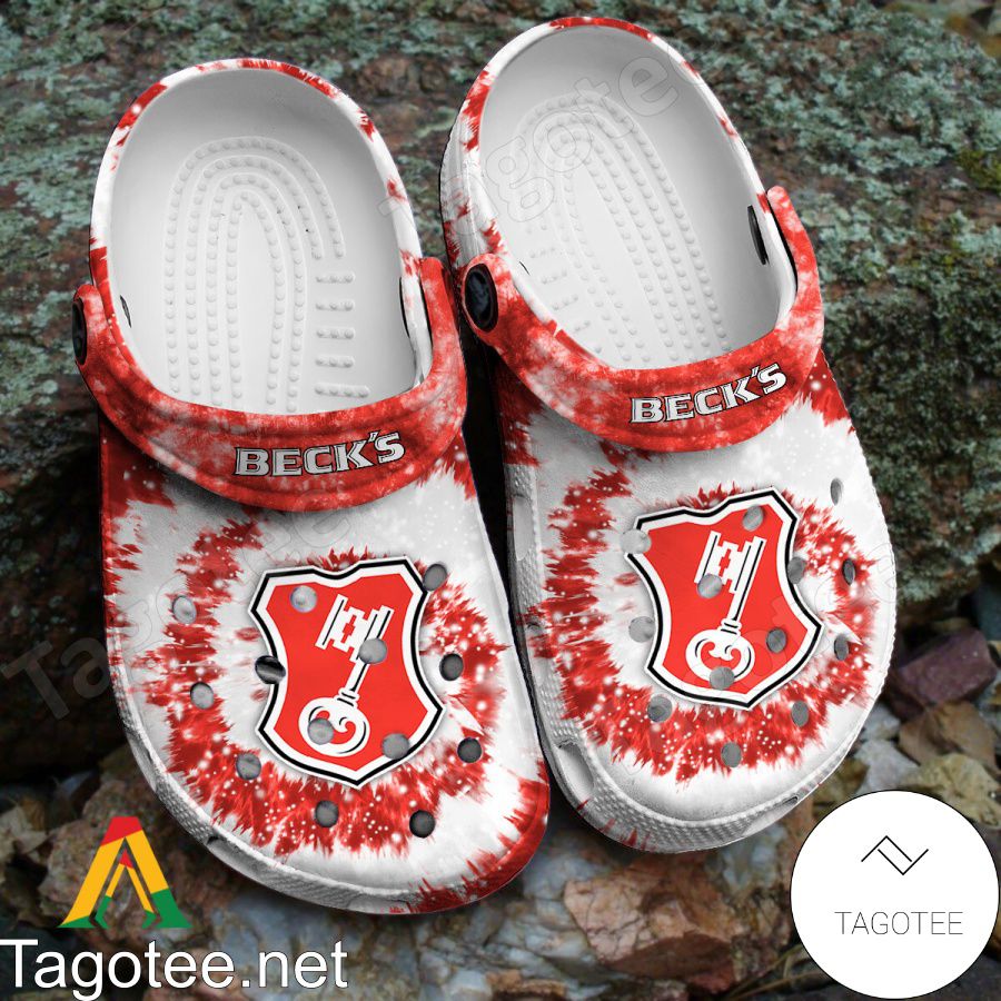 Classic Tie Dye Graphic Becks Beer Crocs Clogs - Tagotee