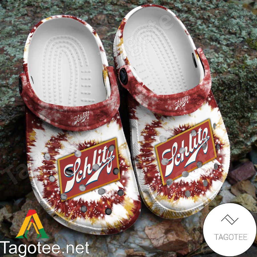 Classic Tie Dye Graphic Schlitz Beer Crocs Clogs