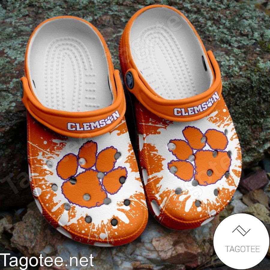 Clemson Tigers Logo Color Splash Crocs Clogs - Tagotee