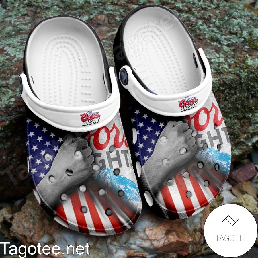 Coors Light Beer American Flag Crocs Clogs - Tagotee