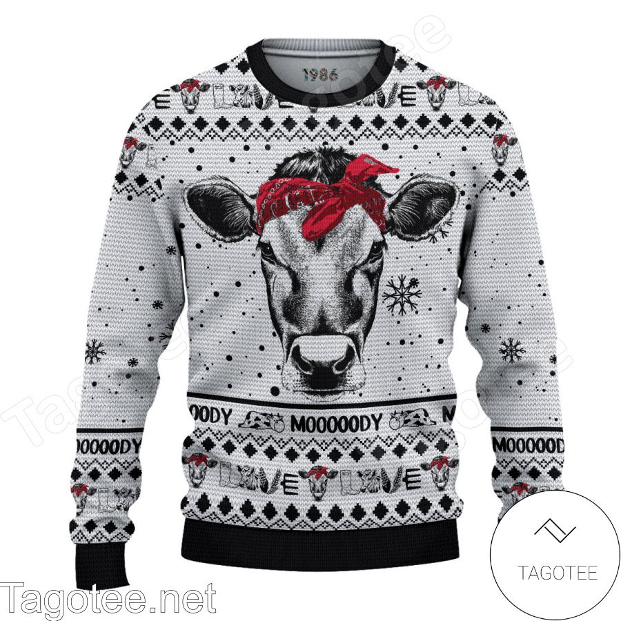 Cow Mooooody Love Ugly Christmas Sweater - Tagotee