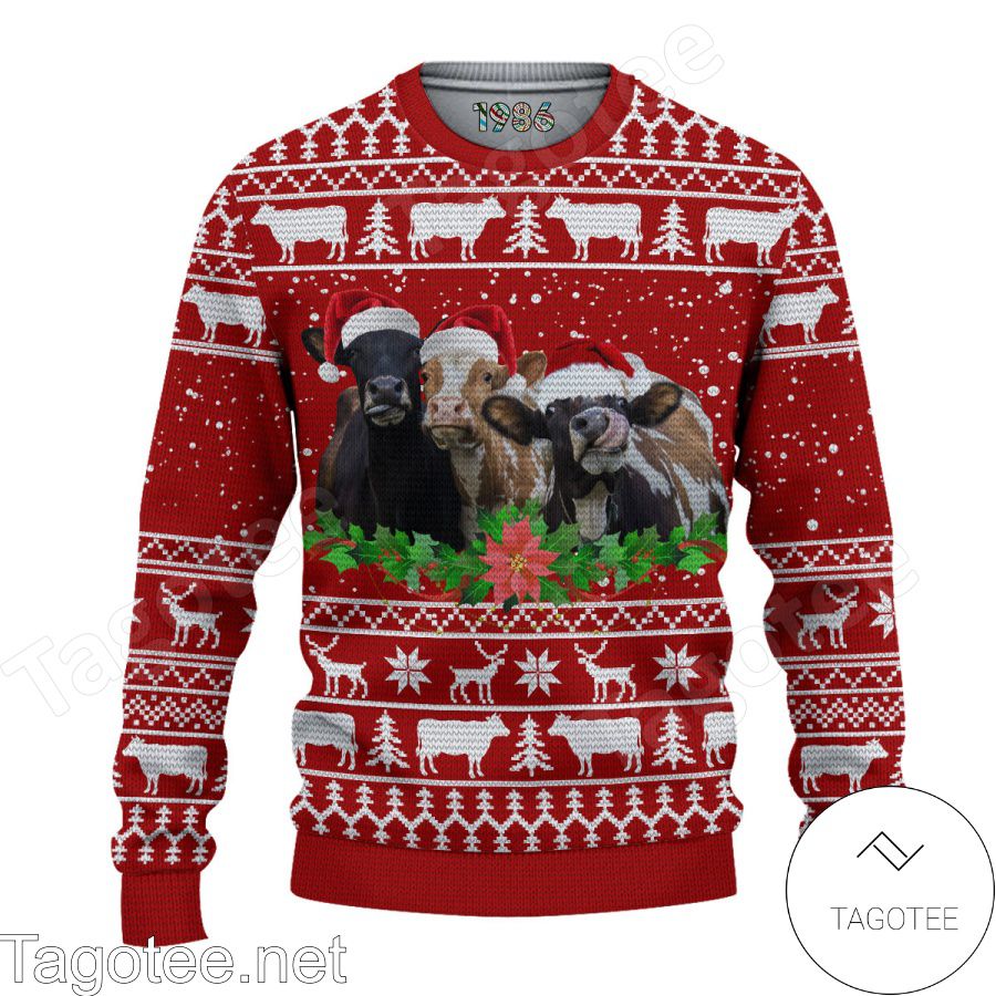 Cows Red Ugly Christmas Sweater - Tagotee