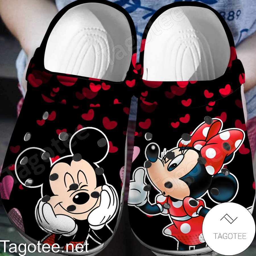 Cute Mickey And Minnie Heart Crocs Clogs