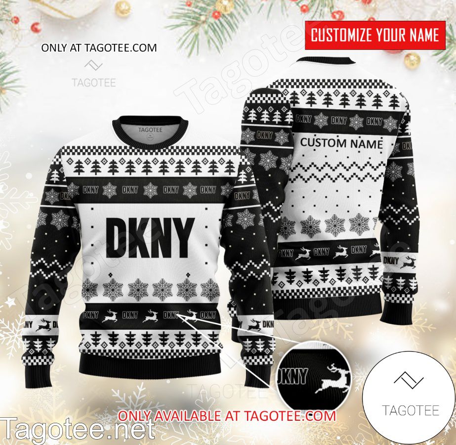 DKNY Logo Personalized Ugly Christmas Sweater - EmonShop