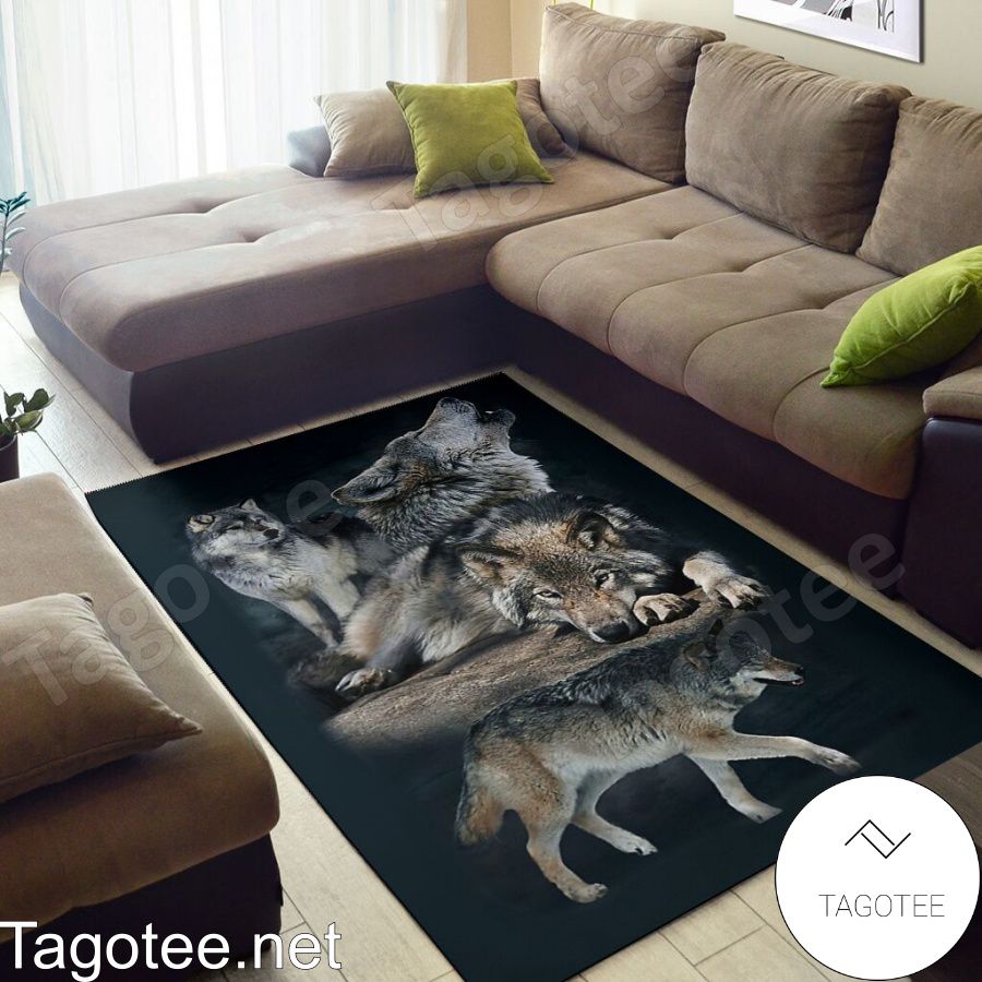 Family Wolves Area Rugs a