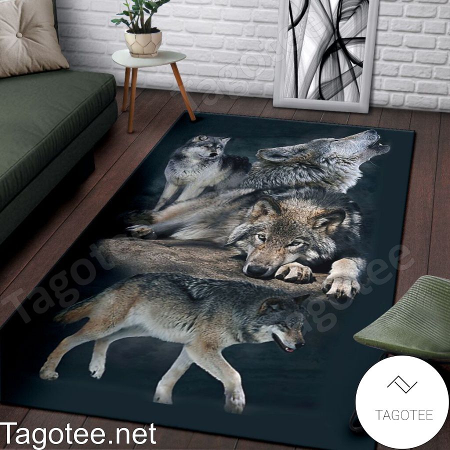 Family Wolves Area Rugs b