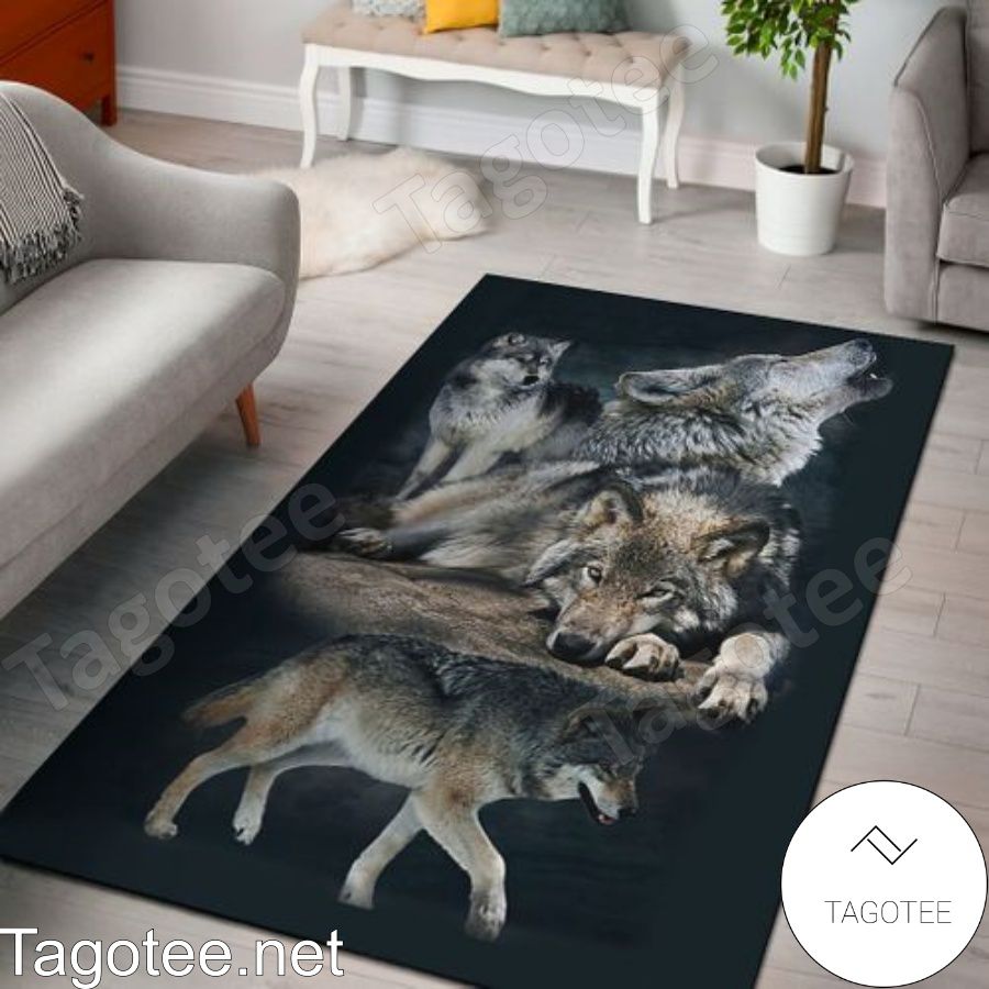 Family Wolves Area Rugs