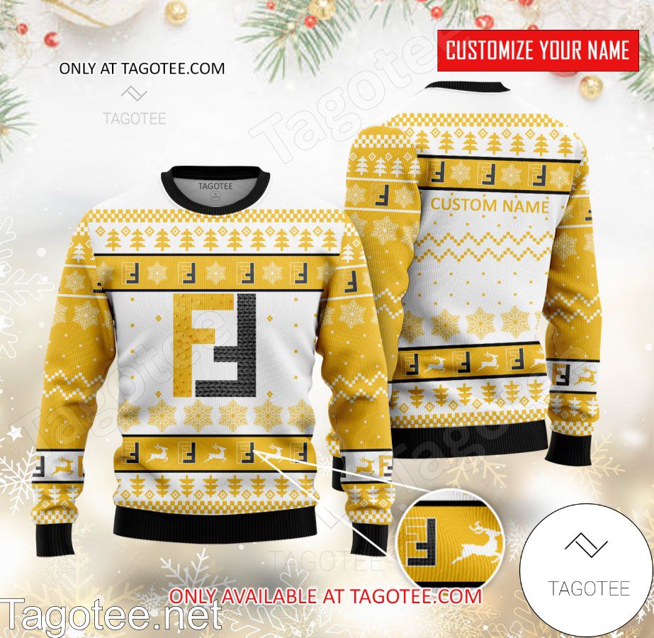 Fendi Logo Personalized Ugly Christmas Sweater - EmonShop