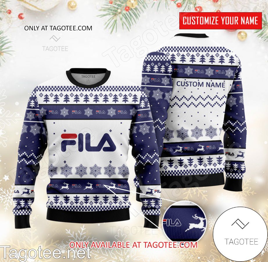 Fila Logo Personalized Ugly Christmas Sweater - EmonShop