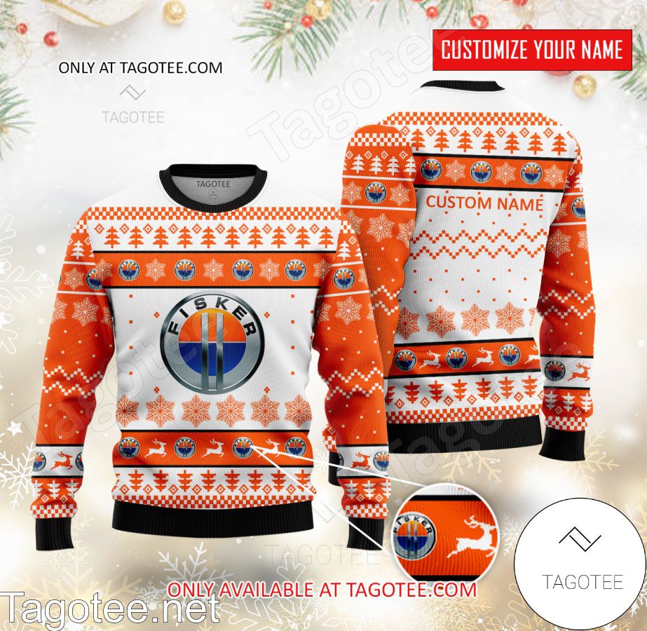 Fisker Logo Personalized Ugly Christmas Sweater - EmonShop