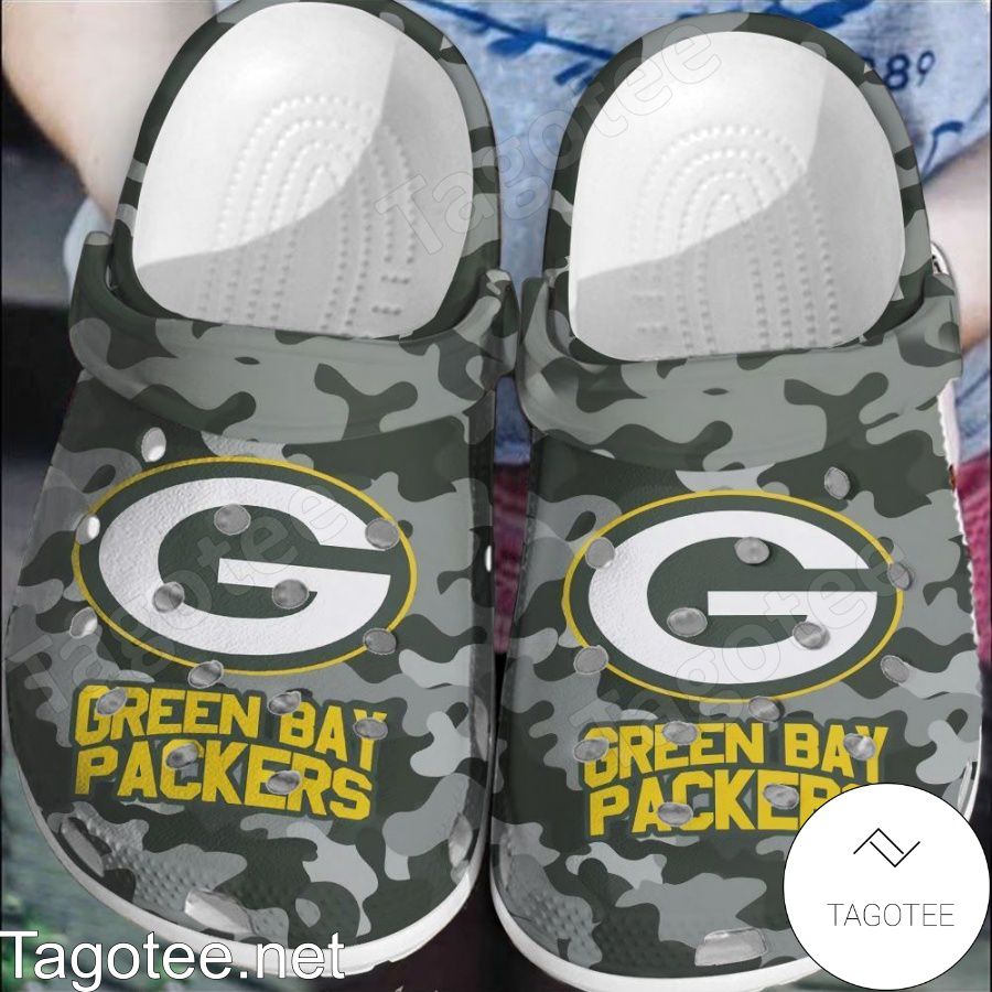 Green Bay Packer Camouflage Crocs Clogs - Tagotee