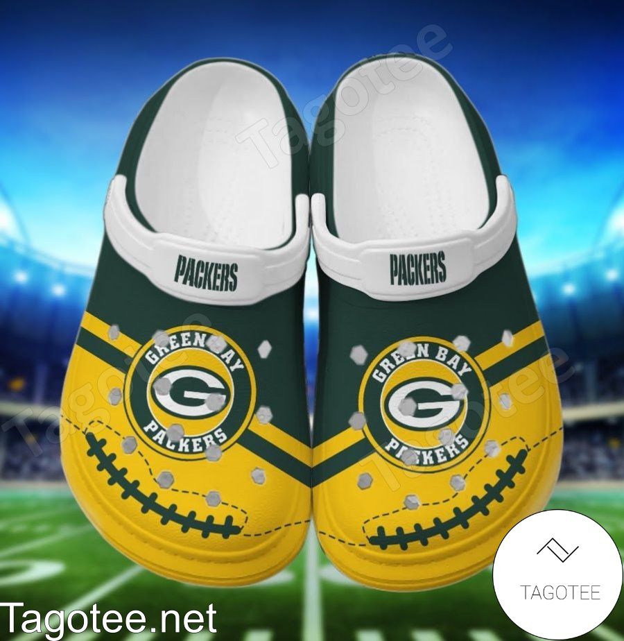 Green Bay Packers Logo Football Crocs Clogs - Tagotee