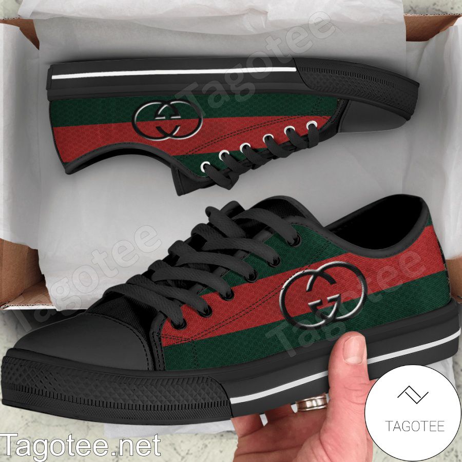 Gucci Green And Red Stripes Low Top Shoes