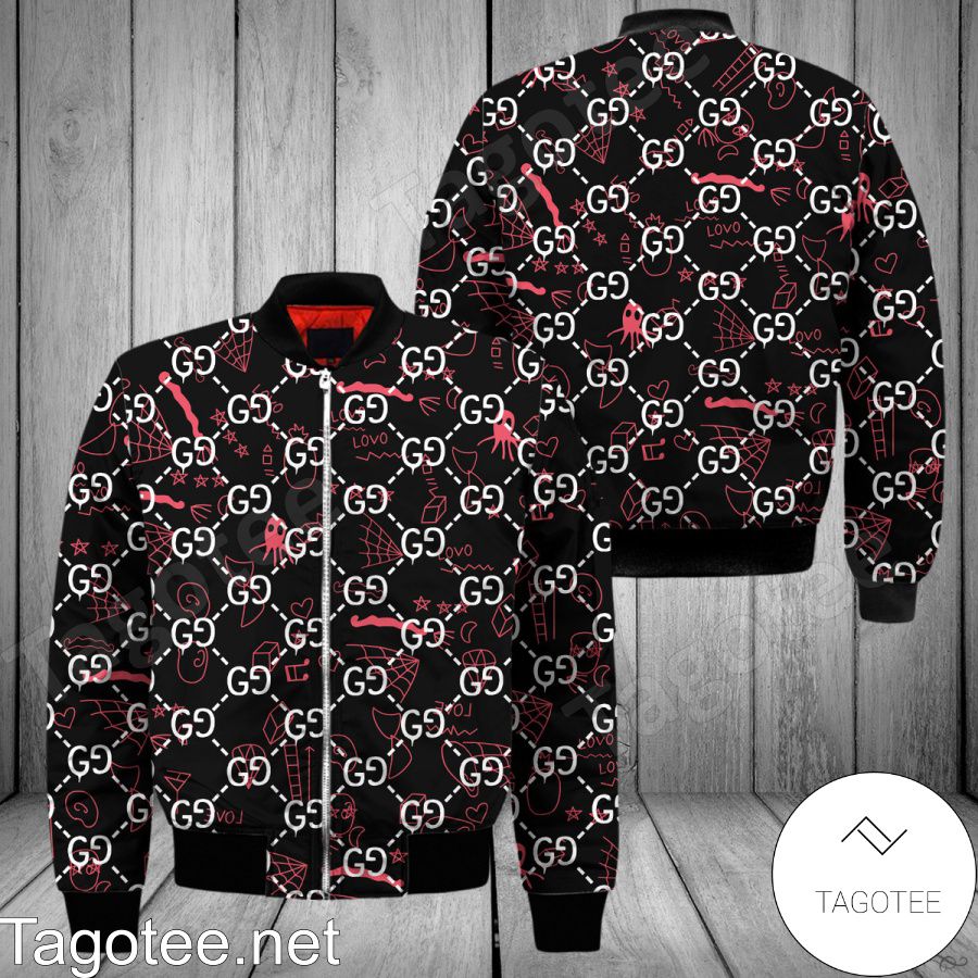 Supreme Halftone Abstract Red And White Circle Bomber Jacket - Tagotee