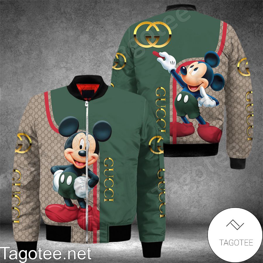 Gucci Mickey Mouse Monogram Mix Green Bomber Jacket - Tagotee