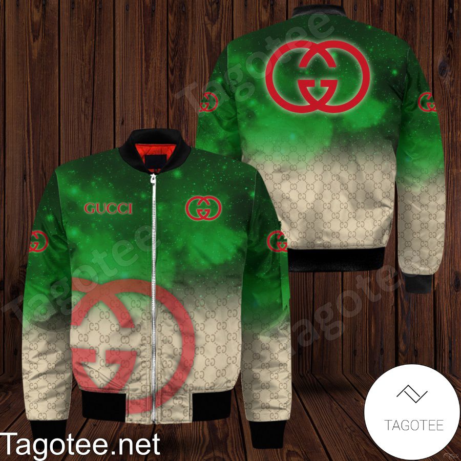 Gucci Black Monogram Red Green Curves Bomber Jacket - Tagotee