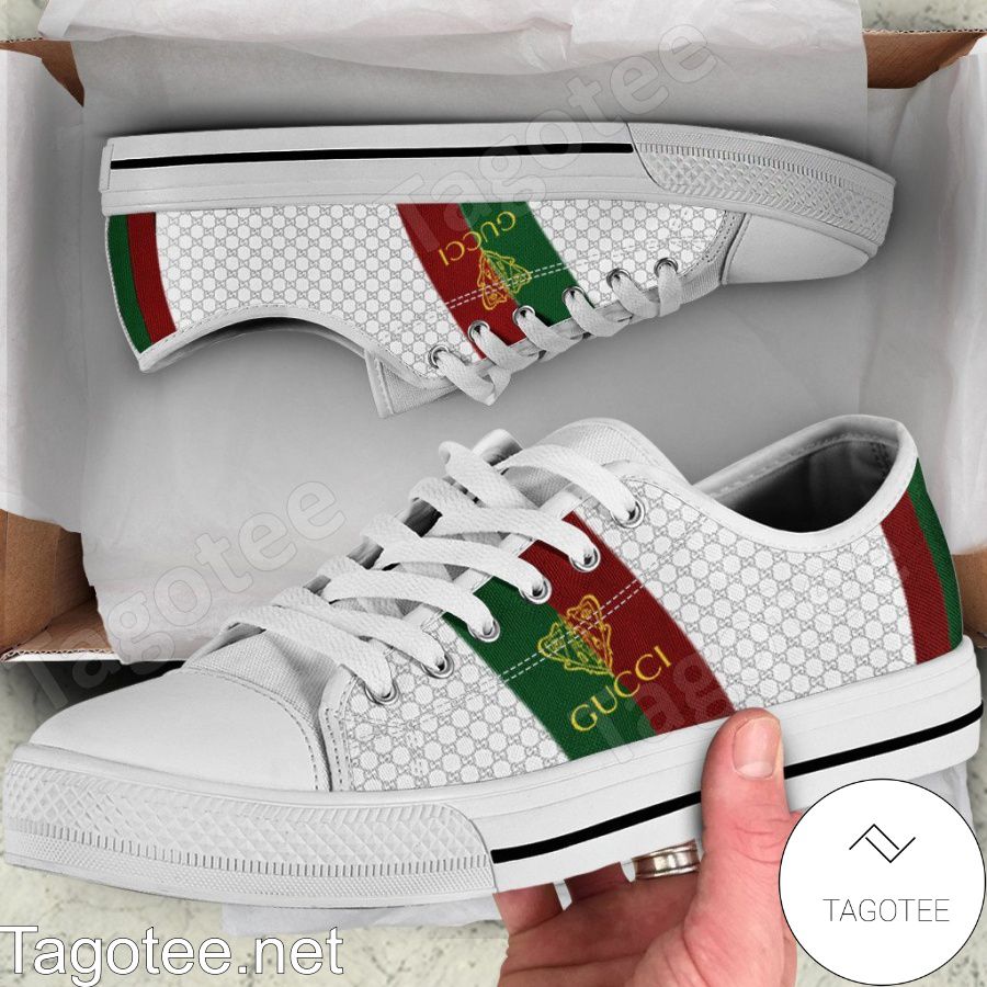 Gucci Museo Logo On Stripes White Monogram Low Top Shoes