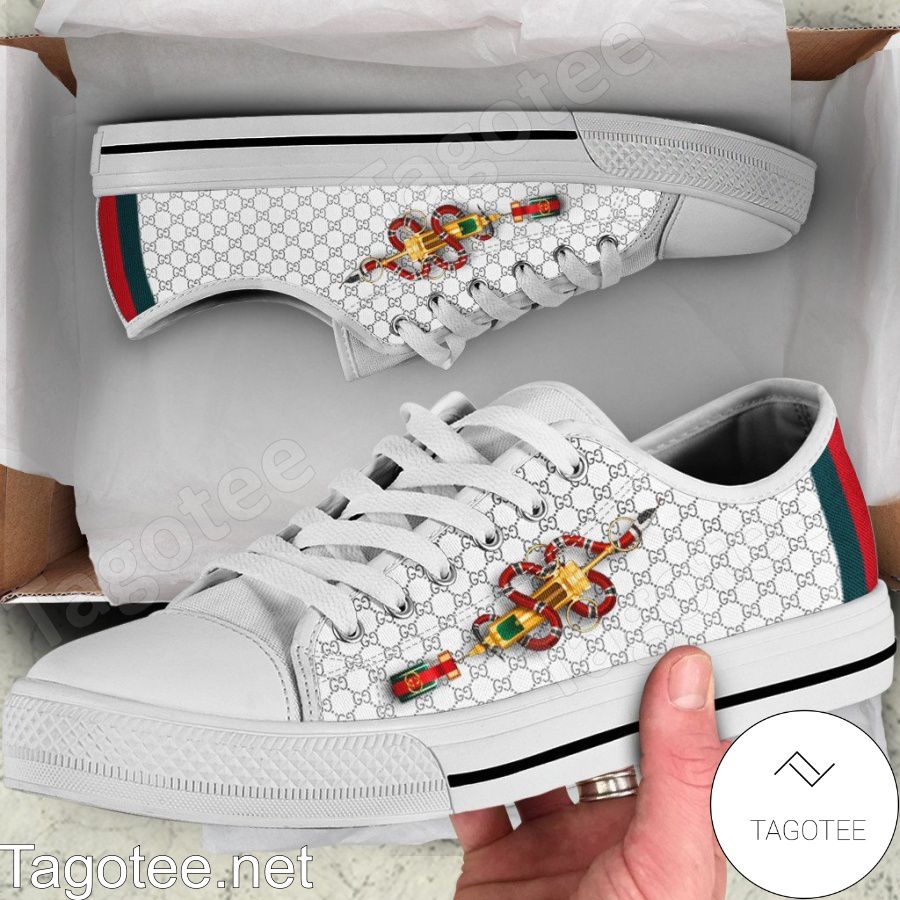 Gucci Snake Vaccine White Monogram Low Top Shoes