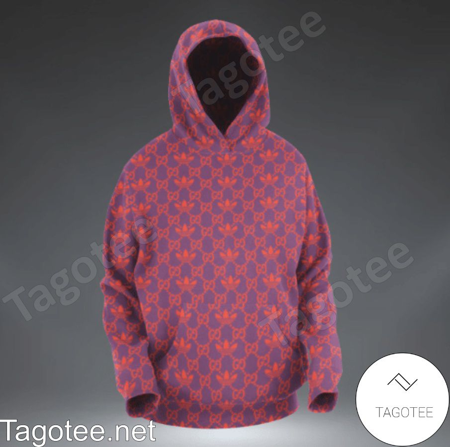 Gucci With Adidas Logo Monogram Purple Red Hoodie - Tagotee