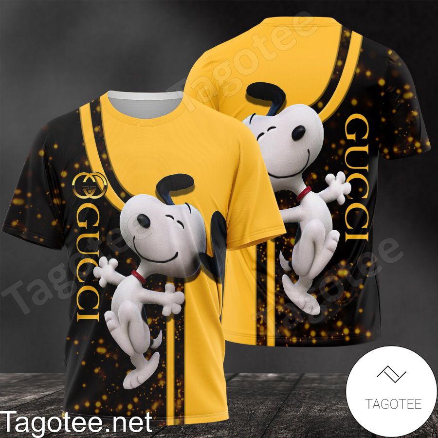 Gucci With Snoopy Black And Yellow Shirt