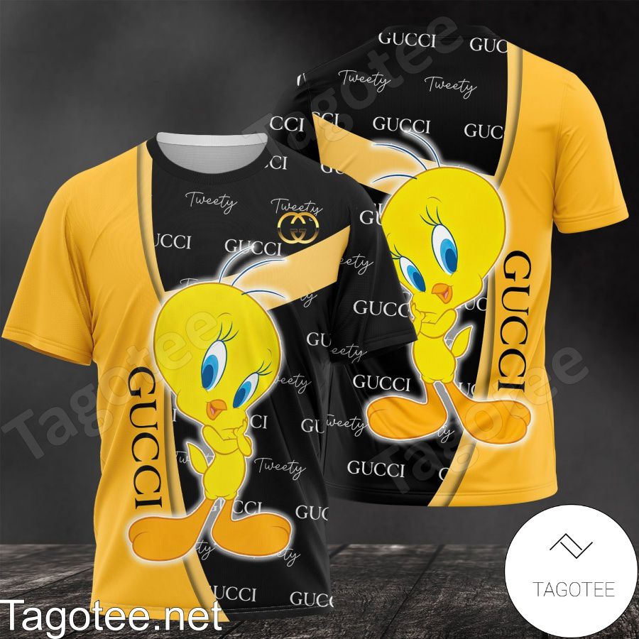 Gucci With Tweety Bird Black And Yellow Shirt